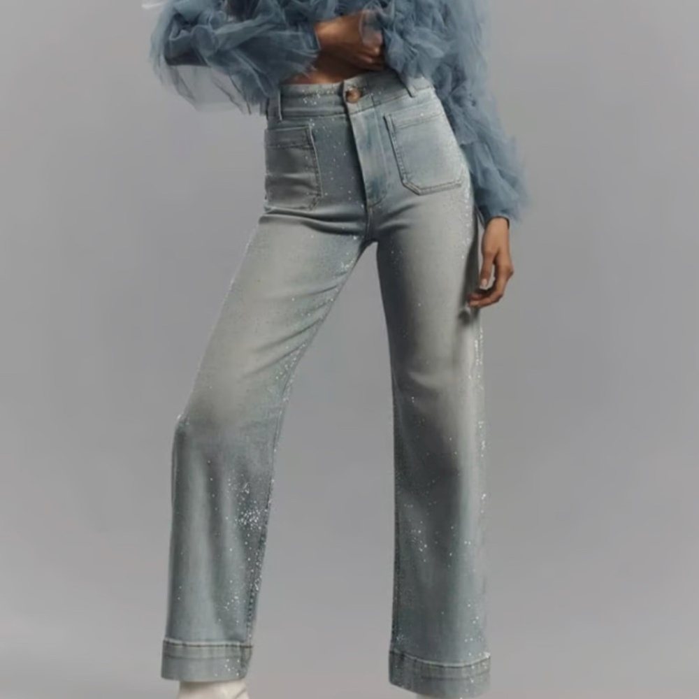 NWT 27 Colette Cropped Jeans Rhinestone Edition
